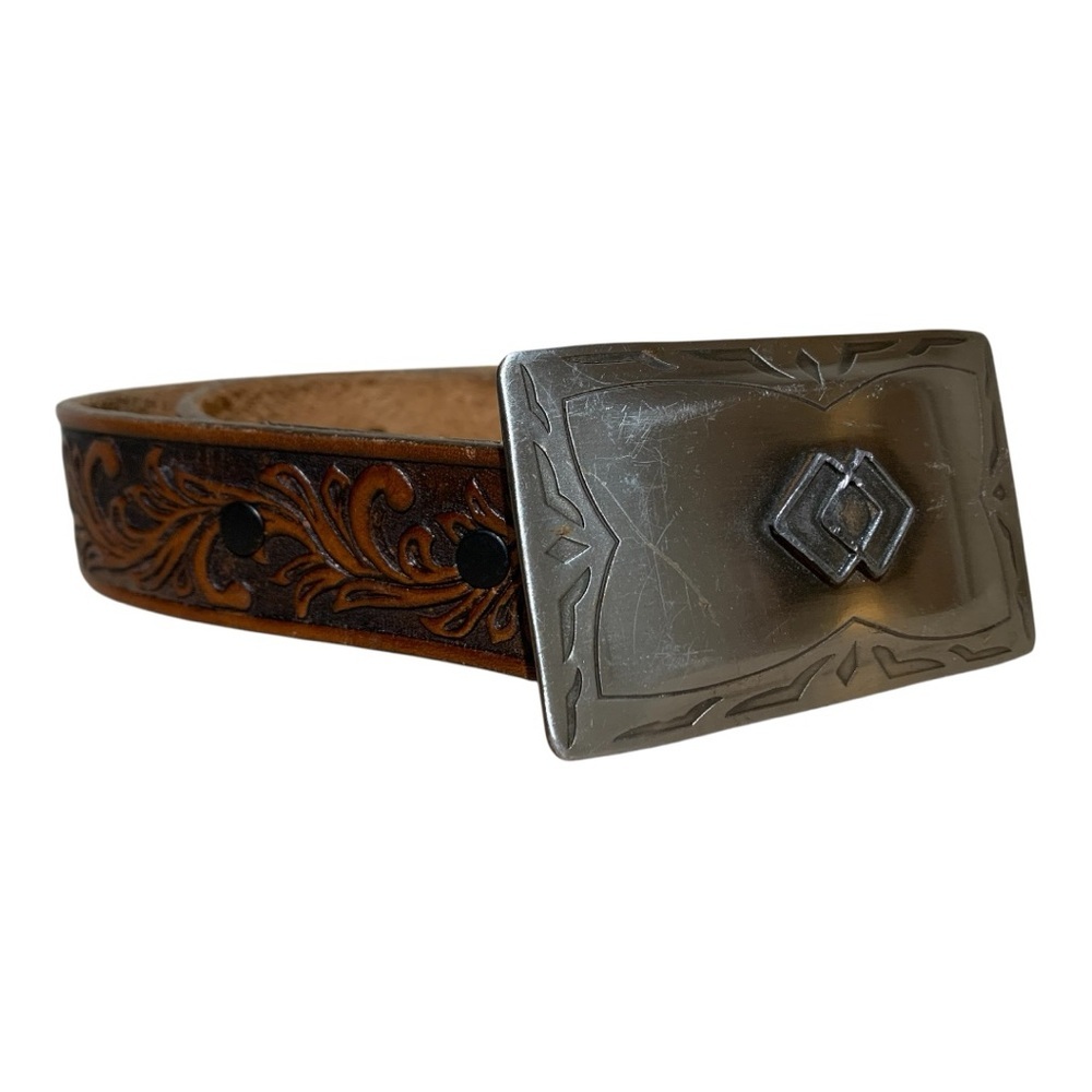 Kids Vintage Tony Lama Leather Belt with Silver Buckle